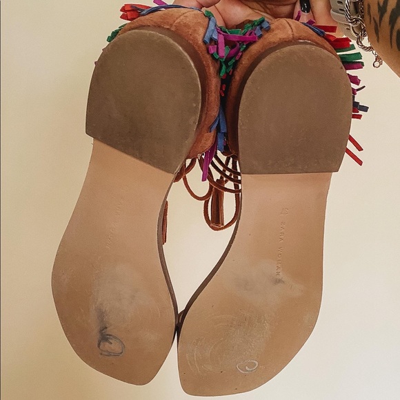 ZARA Boho Gladiator Fringe Sandals Size EU 37 | US 6.5 Womens - Picture 8 of 9